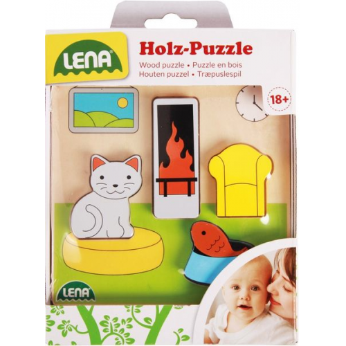 LENA® 32142 - Holz-Puzzle Wohnzimmer, 4 Teile