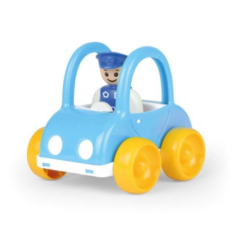 LENA® 01574 - My First Racers Polizei, Spielzeugauto mit beweglicher Spielfigur als Polizist, Polizeiauto zum Schieben und Rollen, Spielfahrzeug