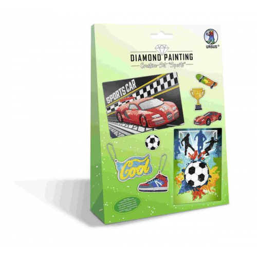 URSUS Kinder-Bastelsets Diamond Painting Creative Set Sports, 2er Karten