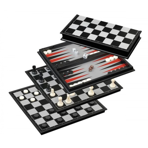 Philos 2506 - Schach-Backgammon-Dame-Set, Kunststoff, Feld 37 mm, magnetisch