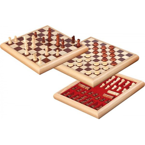 Schach-Dame-Set Holzbox 32x32cm