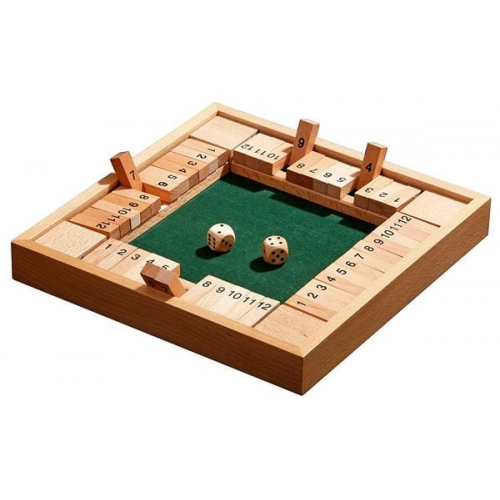 Philos 3281 - Shut The Box 12er, für 1-4 Personen, Würfelspiel, Klappenspiel