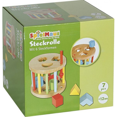 SpielMaus Holz Steckbox, rund, 6 Steine