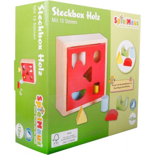 SpielMaus Holz Steckbox 15 Steine