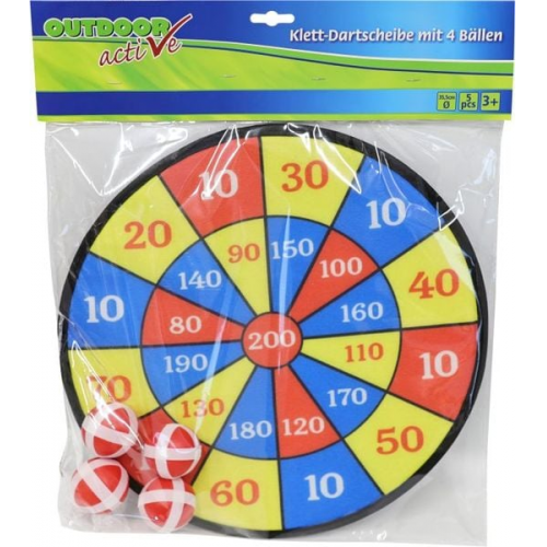 Outdoor Active Dartscheibe Klett mit 4 Bällen, Ø37cm