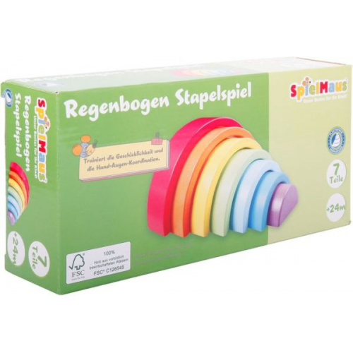 SpielMaus Holz Regenbogen Stapelspiel