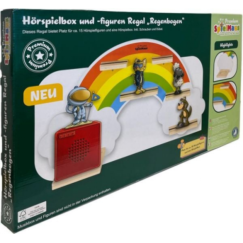 SpielMaus Holz Hörspielbox und Figuren Regal ''Regenbogen'