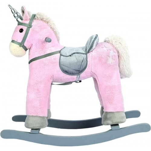 Bino 82529 - Schaukelpferd Einhorn, Plüsch, Sitzhöhe 47 cm, rosa