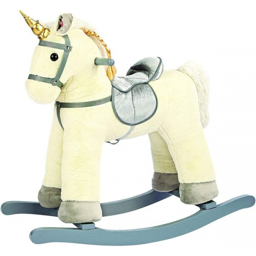 Bino 82550 - Schaukelpferd Einhorn, Plüsch, Sitzhöhe 47 cm, weiß