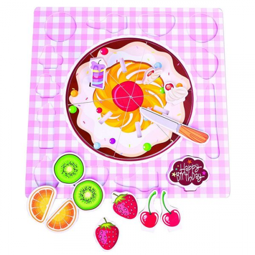 Bino 88121 - Obstkuchen, Geburtstags-Kuchen, Puzzle, 20-teilig