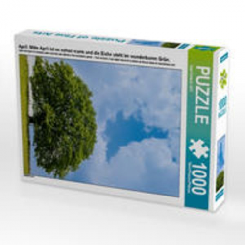 CALVENDO Puzzle April: Mitte April ist es schon warm und die Eiche steht im wunderbaren Grün. 1000 Teile Lege-Größe 48 x 64 cm Foto-Puzzle Bild von In