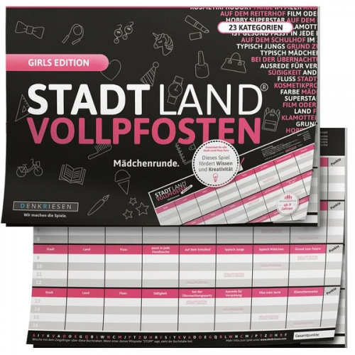 Denkriesen - Stadt Land Vollpfosten® - Girls Edition "mädchenrunde." - A4