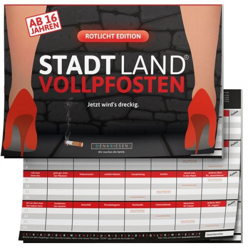 Denkriesen - Stadt Land Vollpfosten® - Rotlicht Edition "jetzt Wird's Dreckig." - A4