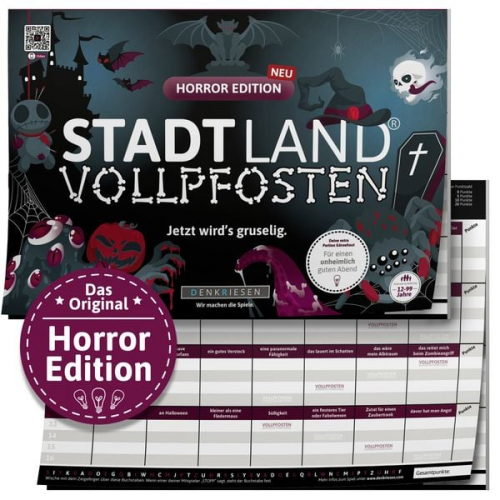 Denkriesen - Stadt Land Vollpfosten® - Horror Edition - "jetzt Wird's Gruselig." - A4