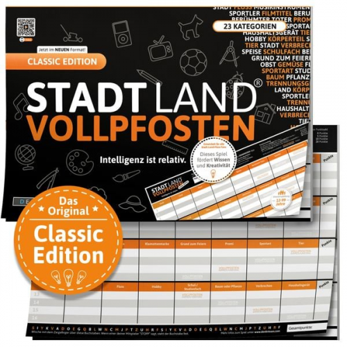 Denkriesen - Stadt Land Vollpfosten® - Classic Edition - "intelligenz ist Relativ." - A4