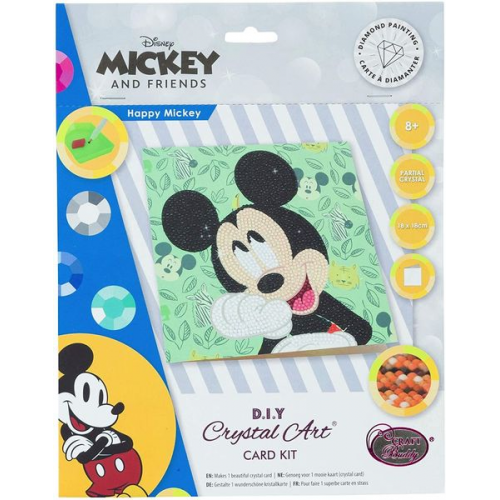 Craft Buddy CCK-DNY805 - Crystal Art, Happy Mickey Kristallkarten-Kits 18x18cm