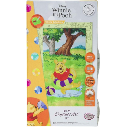 Craft Buddy CAK-DNY953TT - Crystal Art, Winnie Splashing, Kit, Teil 3 des Triptych, 40 x 22 cm cm