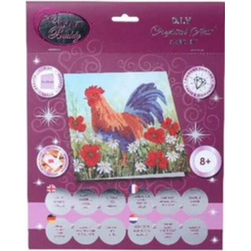 Craft Buddy CCK-A102 - Crystal Art Card Kit, Cockeral in the Field, Hahn, 18x18cm, Kristall-Kunstkarte, Diamond Painting