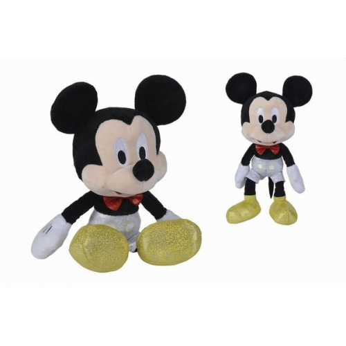 Simba 6315870395 - Disney 100 Jahre, Platinum Collection Sparkly, Mickey Mouse, Plüschfigur, 25 cm, Jubiläumsedition