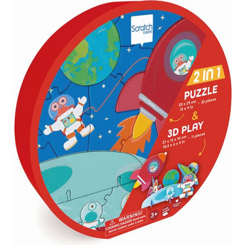 SCRATCH - 2in1 Spielpuzzle 3D Weltraum 32 Teile