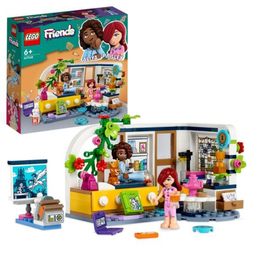 LEGO Friends 41740 Aliyas Zimmer, Mini-Puppen Übernachtung-Spielzeug