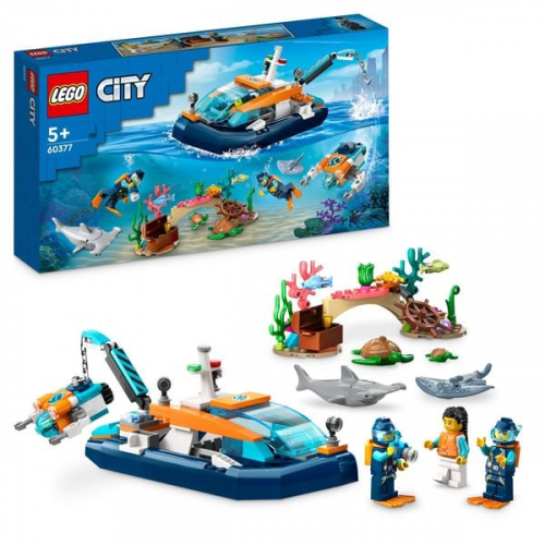 LEGO City 60377 Meeresforscher-Boot Set mit U-Boot & Meerestiere Figuren