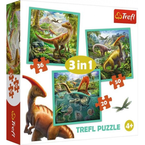 3 in 1 Puzzle - Dinosaurier (Kinderpuzzle)