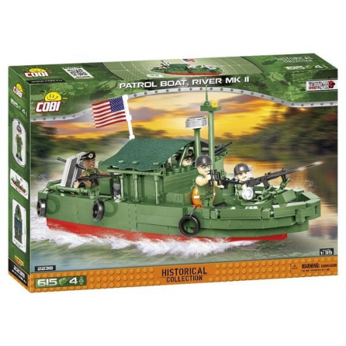 COBI 2238 - Historical Collection, Patrol Boat River MK II, VIETNAM WAR, 615 Klemmbausteine 4 Figuren