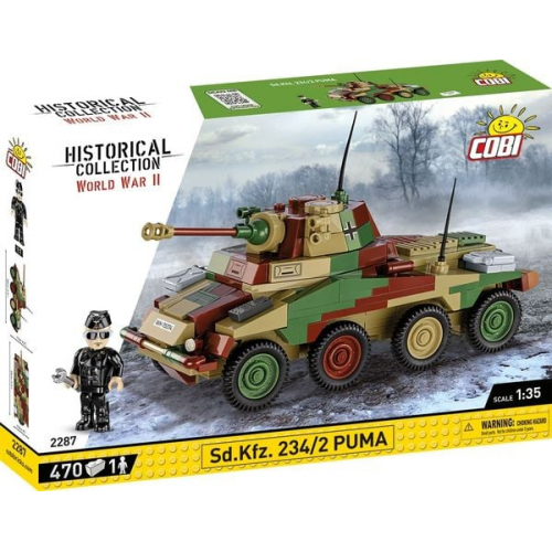 COBI Historical Collection 2287 - Sd.Kfz. 234/2 PUMA, WWII, Panzer, Bausatz, 1:35, 470 Klemmbausteine