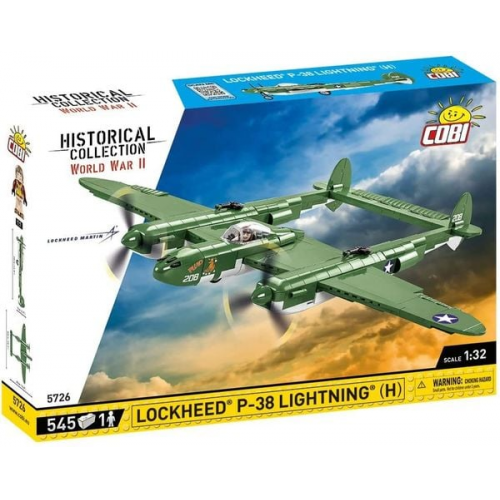 COBI Historical Collection 5726 - Lockheed P-38 H Lightning WWII, 545 Klemmbausteine, 1 Figur