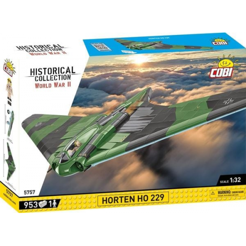 COBI Historical Collection 5757 - Horten HO 229, Nurflügel Flugzeug WWII, Bausatz 953 Klemmbausteine, 1 Figur