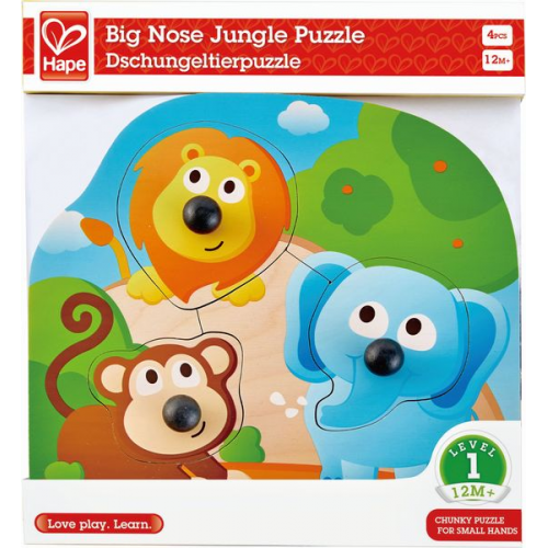 Hape - Knopfpuzzle Dschungeltiere, 4 Teile