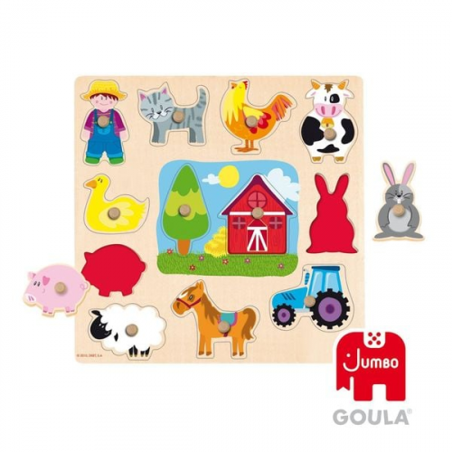 Goula Holzpuzzle Silhouetten Bauernhof, 12-teilig