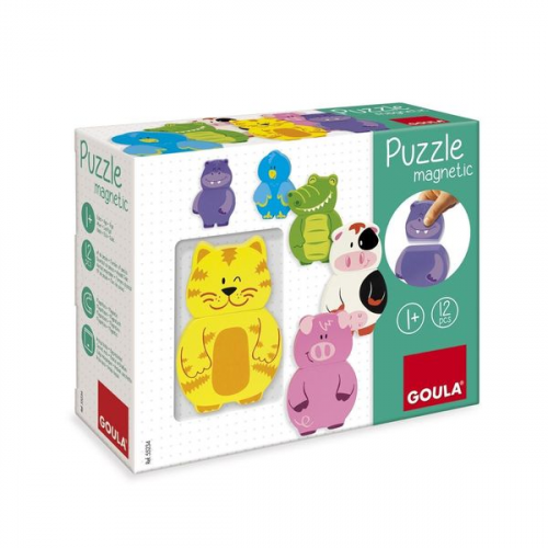 Goula Magnetisches Holzpuzzle Tiere, 12-teilig