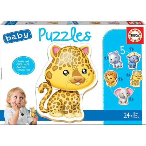 Carletto 9214197 - Educa, baby, Wilde Tiere, Puzzle, 2x3/2x4/1x5 Teile