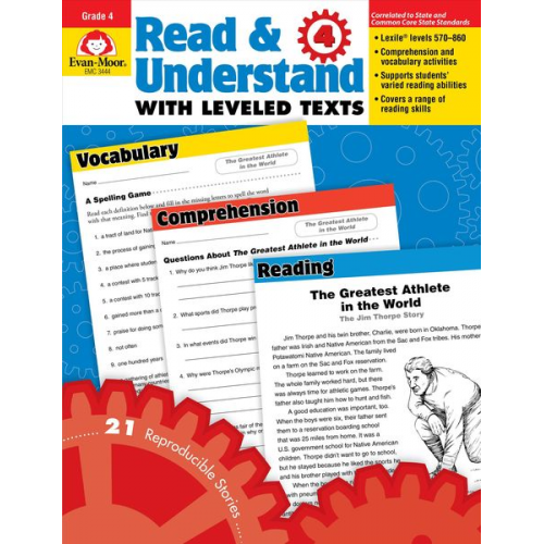 Educational Publishers Evan-Moor - Read and Understand with Leveled Texts, Grade 4 Teacher Resource