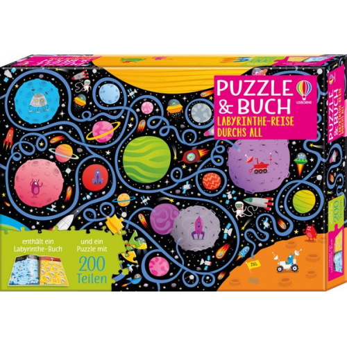 Puzzle & Buch: Labyrinthe-Reise durchs All