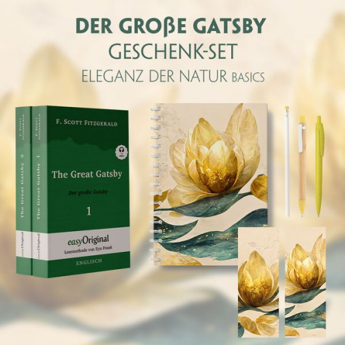 F. Scott Fitzgerald - Der Große Gatsby Geschenkset - 2 Bücher (mit Audio-Online) + Eleganz der Natur Schreibset Basics