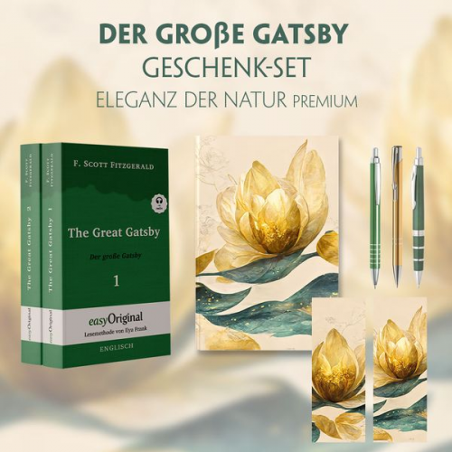 F. Scott Fitzgerald - Der Große Gatsby Geschenkset - 2 Bücher (mit Audio-Online) + Eleganz der Natur Schreibset Premium