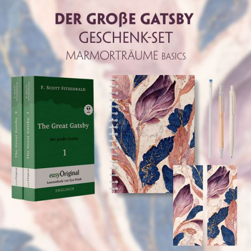 F. Scott Fitzgerald - Der Große Gatsby Geschenkset - 2 Bücher (mit Audio-Online) + Marmorträume Schreibset Basics