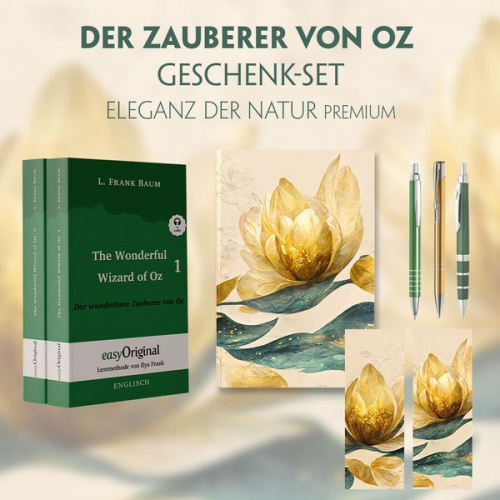 L. Frank Baum - Der Zauberer von Oz Geschenkset - 2 Bücher (mit Audio-Online) + Eleganz der Natur Schreibset Premium