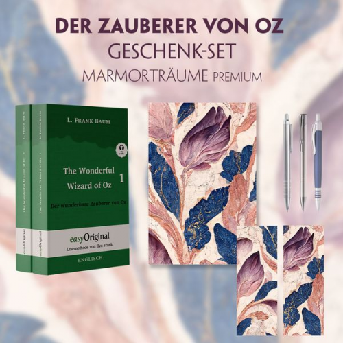 L. Frank Baum - Der Zauberer von Oz Geschenkset - 2 Bücher (mit Audio-Online) + Marmorträume Schreibset Premium