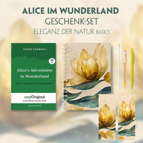 Lewis Carroll - Alice im Wunderland Geschenkset (Softcover + Audio-Online) + Eleganz der Natur Schreibset Basics