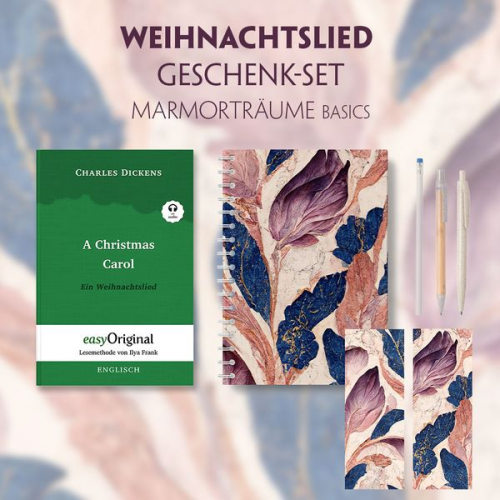 Charles Dickens - Ein Weihnachtslied Geschenkset (Softcover + Audio-Online) + Marmorträume Schreibset Basics