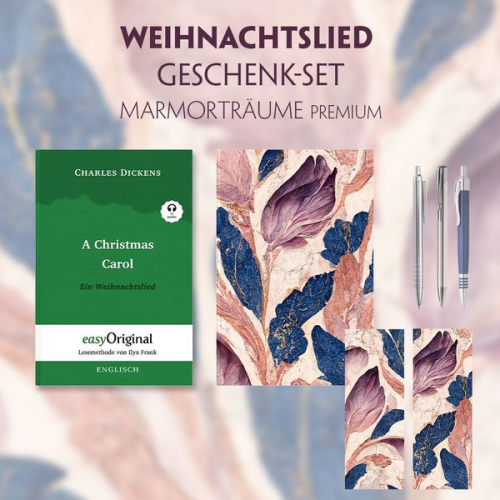 Charles Dickens - Ein Weihnachtslied Geschenkset (Softcover + Audio-Online) + Marmorträume Schreibset Premium