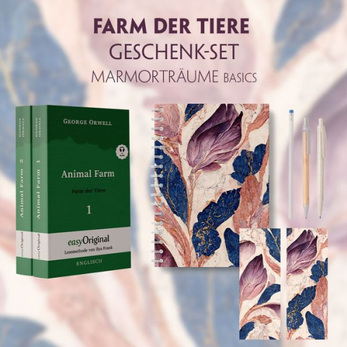 George Orwell - Farm der Tiere Geschenkset - 2 Teile (Buch + Audio-Online) + Marmorträume Schreibset Basics