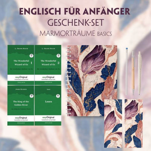 L. Frank Baum John Ruskin Hector Hugh Munro (Saki) - Englisch für Anfänger Geschenkset - 4 Bücher (mit Audio-Online) + Marmorträume Schreibset Basics