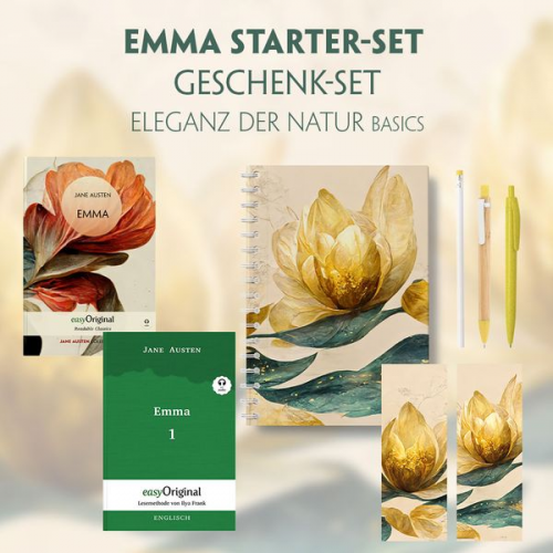 Jane Austen - Emma Starter-Paket Geschenkset 2 Bücher (mit Audio-Online) + Eleganz der Natur Schreibset Basics