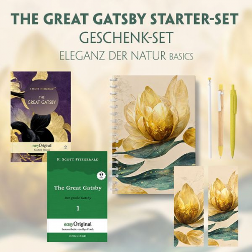 F. Scott Fitzgerald - The Great Gatsby Starter-Paket Geschenkset 2 Bücher (mit Audio-Online) + Eleganz der Natur Schreibset Basics