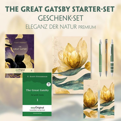 F. Scott Fitzgerald - The Great Gatsby Starter-Paket Geschenkset 2 Bücher (mit Audio-Online) + Eleganz der Natur Schreibset Premium